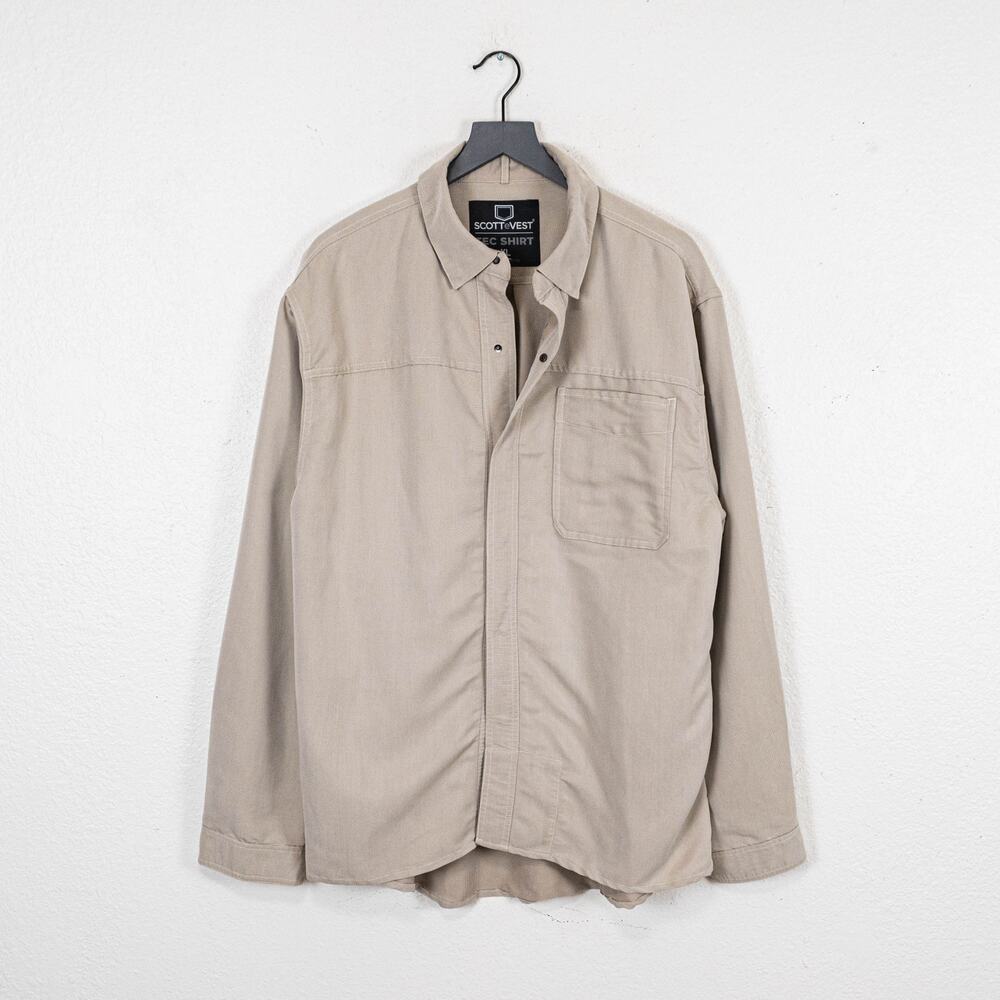 SCOTTeVEST Men's XL TEC Shirt Hidden Pockets Travel Snap buttons